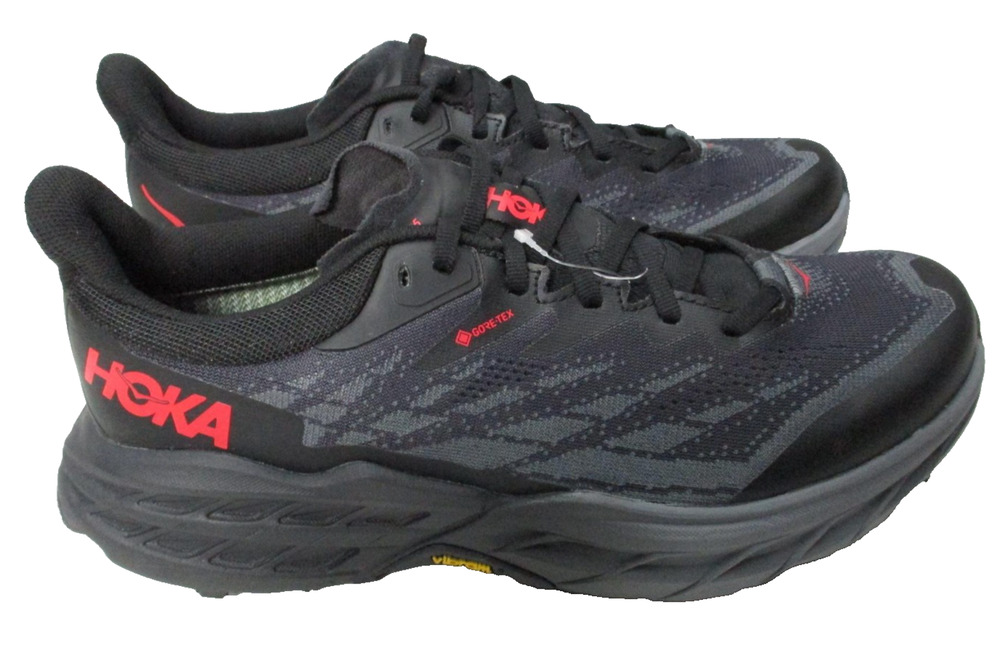 Hoka Speedgoat 5 GTX Waterproof Spike Shoes Womens Sz 8.5 Trail Running Black